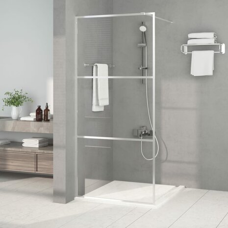 Inloopdouchewand 90x195 cm transparant ESG-glas zilverkleurig 1