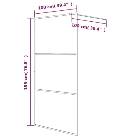 Inloopdouchewand 100x195 cm transparant ESG-glas zilverkleurig 7