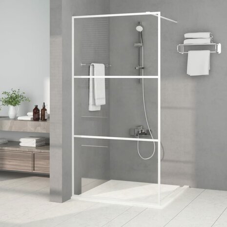 Inloopdouchewand 100x195 cm transparant ESG-glas wit 1