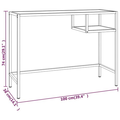 Computerbureau 100x36x74 cm gehard glas zwartmarmerkleurig 7