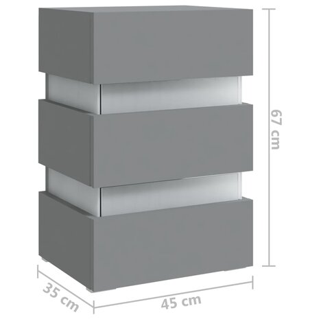 326846 Nachtkastje LED 45x35x67 cm bewerkt hout grijs 11