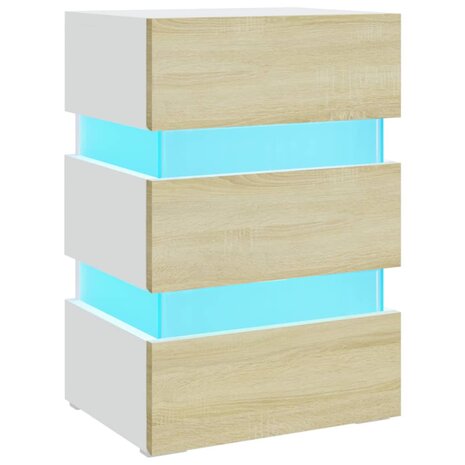 326846 Nachtkastje LED 45x35x67 cm bewerkt hout wit 2