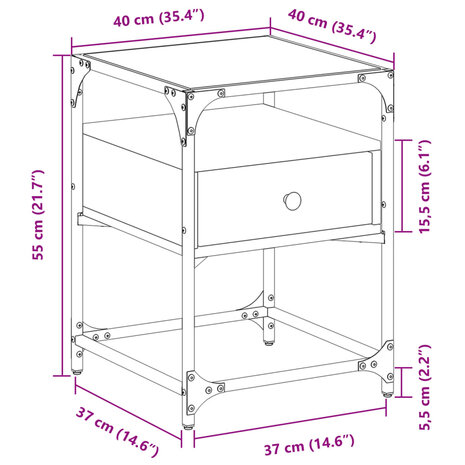 Nachtkastjes 2 st 40x40x55 cm bewerkt hout sonoma eikenkleurig 12