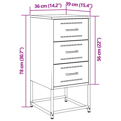 Nachtkastjes 2 st 36x39x78 cm staal roze 12