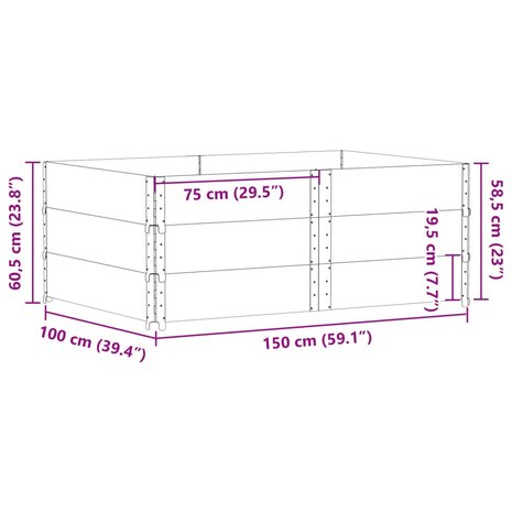 Plantenbak 150x100 cm massief grenenhout bruin 8