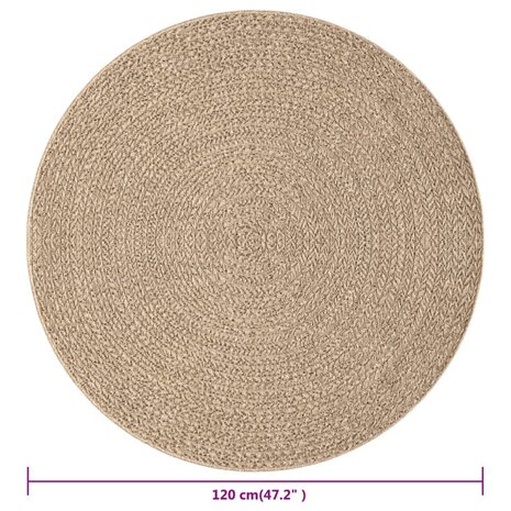 Vloerkleed ZIZUR binnen en buiten 120 cm jute look 7