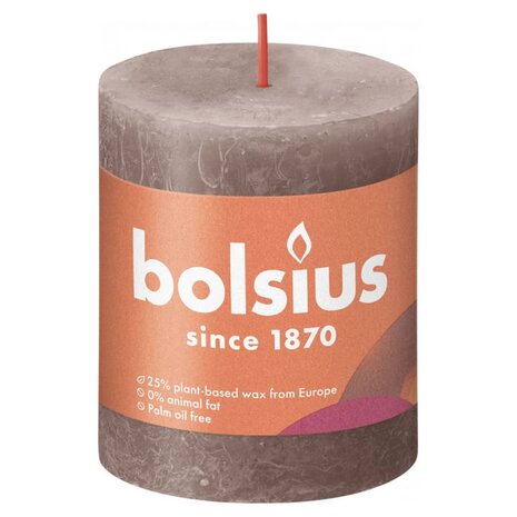 Bolsius Stompkaarsen Shine 4 st rustiek 80x68 mm rustiek taupe 2