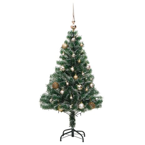 Kunstkerstboom 150 LED&apos;s kerstballen en sneeuw 150 cm 4