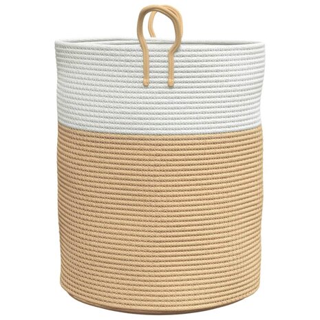 Opbergmand Ø 38x46 cm katoen beige en wit 5