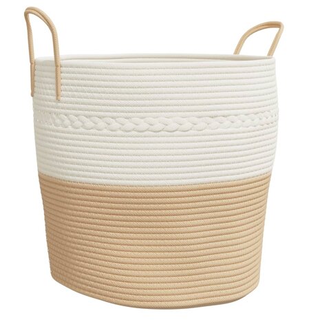 Opbergmand Ø 43x38 cm katoen beige en wit 2