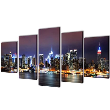 Canvas muurdruk set Kleurrijke New York skyline 200 x 100 cm 1