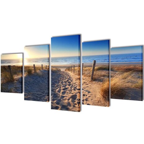 Canvas muurdruk set zandstrand 100 x 50 cm 1