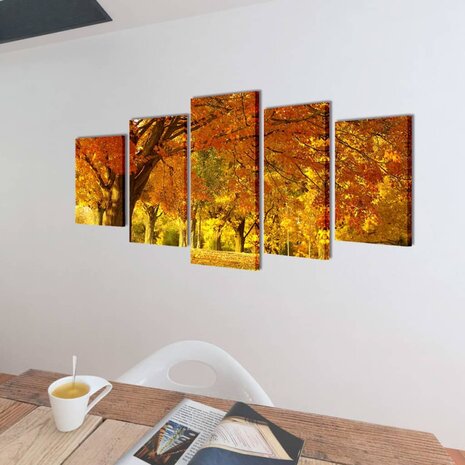 Canvas muurdruk print set esdoorn 200 x 100 cm 2