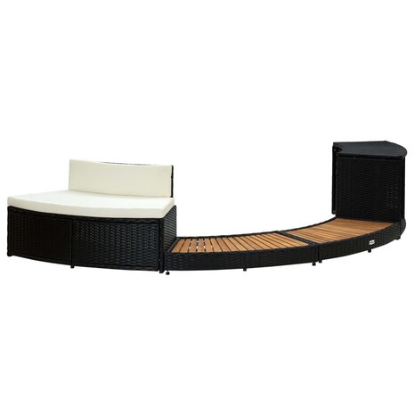 Spa-ombouw poly rattan en acaciahout zwart 3