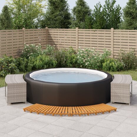 Hottub-ombouw poly rattan massief acaciahout grijs  1