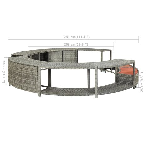 Hottub-ombouw poly rattan grijs 8