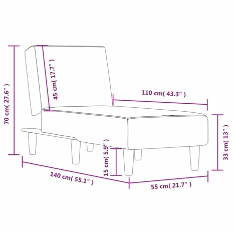 Chaise longue stof lichtgrijs 9