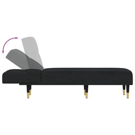 Chaise longue fluweel zwart 6