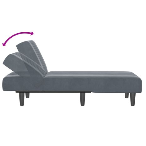 Chaise longue fluweel donkergrijs 6