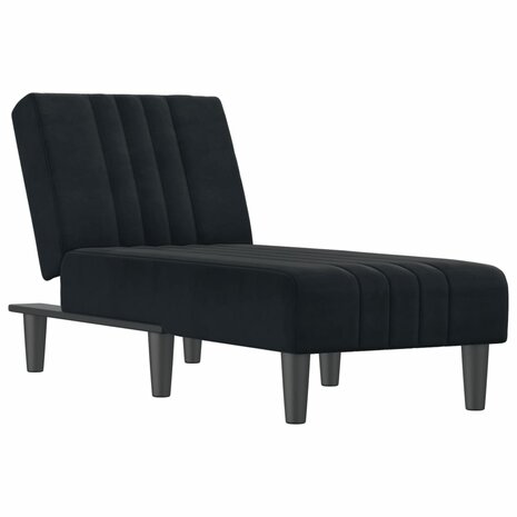 Chaise longue fluweel zwart 2