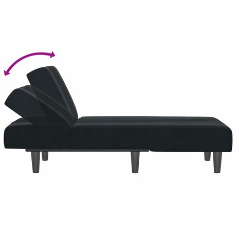 Chaise longue fluweel zwart 6