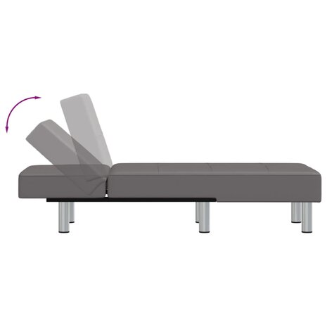 Chaise longue kunstleer grijs 6