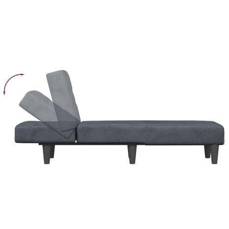 Chaise longue fluweel donkergrijs 6