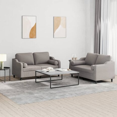 2-delige Loungeset met kussens stof taupe 1