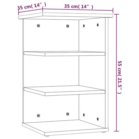 Bijzetkast 35x35x55 cm bewerkt hout gerookt eikenkleurig 8