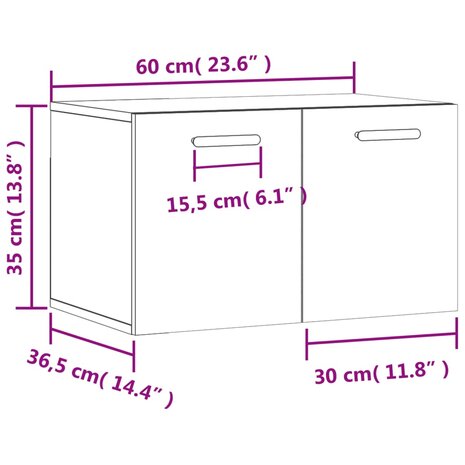 Wandkast 60x36,5x35 cm bewerkt hout zwart 12