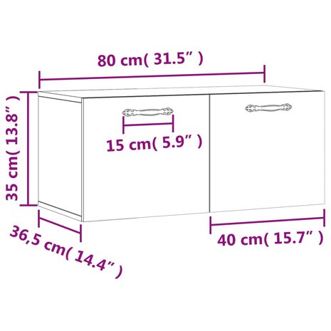 Wandkast 80x36,5x35 cm bewerkt hout betongrijs 12