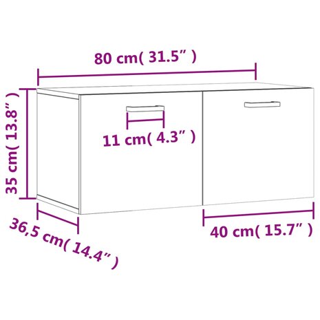 Wandkast 80x36,5x35 cm bewerkt hout grijs sonoma eikenkleurig 12