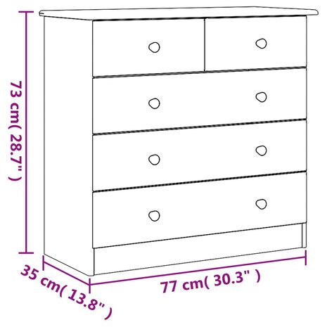 Ladekast ALTA 77x35x73 cm massief grenenhout 9