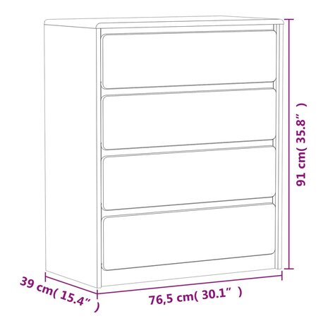 Ladekast SAUDA 76,5x39x91 cm massief grenenhout eikenkleurig 8