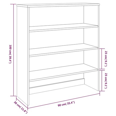 Opzetkast HAMAR 90x30x100 cm massief grenenhout lichtgrijs 8