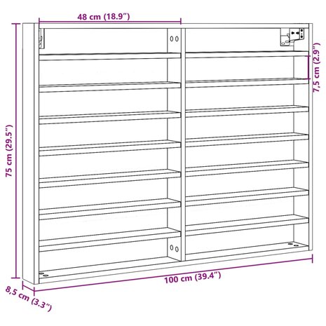 Vitrinekast 100x8,5x75 cm bewerkt hout sonoma eikenkleurig 10