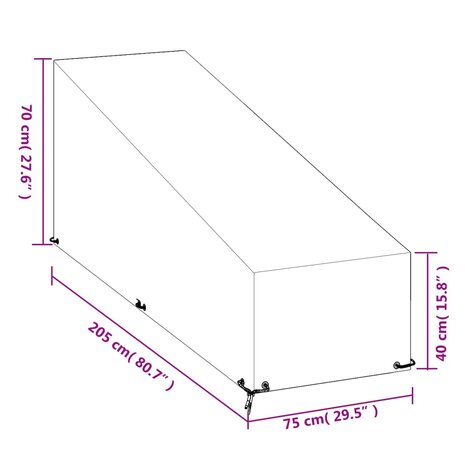 Ligbedhoes met 12 oogjes 205x75x40/70 cm polyetheen 9