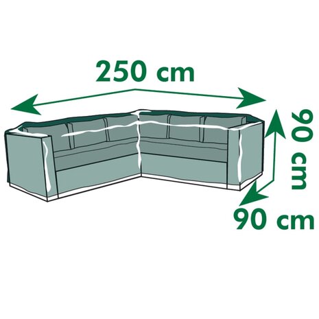 Nature Tuinmeubelhoes voor L-vormige ligbedden 250x90x90 cm 4