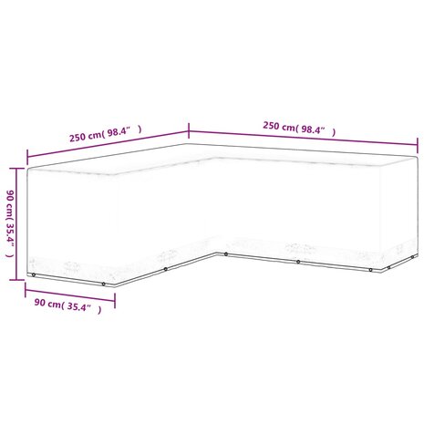 Tuinmeubelhoes L-vormig 12 oogjes 250x250x90 cm 7