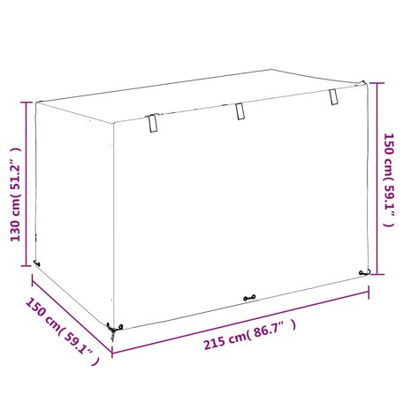 Schommelbankhoezen 2 st 12 oogjes 215x150x130/150 cm polyetheen 10