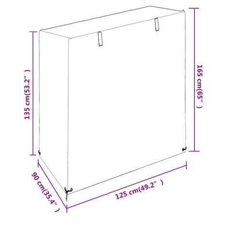 Schommelbankhoes met 8 oogjes 125x90x135/165 cm polyetheen 10