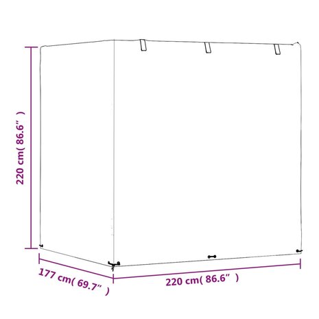 Schommelbankhoes met 12 oogjes 220x177x220 cm polyetheen 10