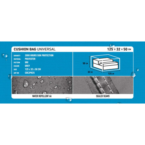 Madison Hoes voor tuinkussens 125x32x50cm grijs 9