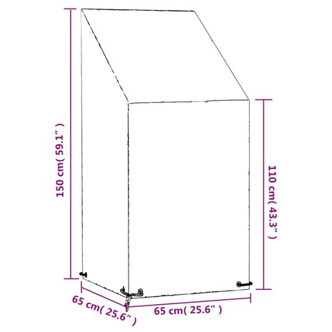 Tuinstoelhoes met 8 oogjes 65x65x110/150 cm polyetheen 9