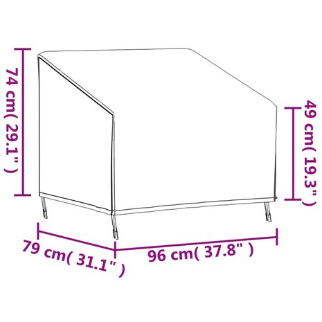 Tuinstoelhoes 96x79x49/74 cm 420D oxford zwart 12