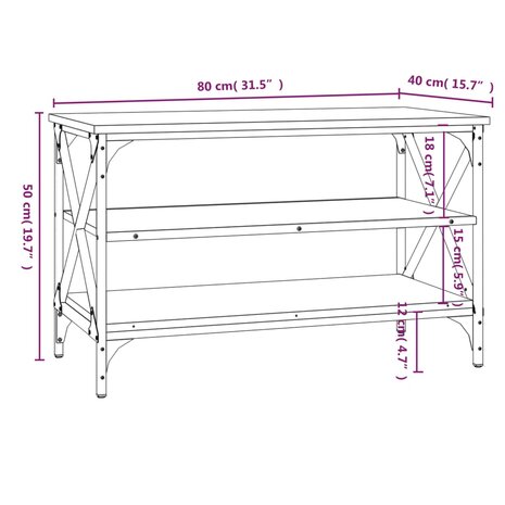 Tv-meubel 80x40x50 cm bewerkt hout sonoma eikenkleurig 9