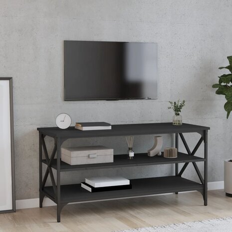 Tv-meubel 100x40x50 cm bewerkt hout zwart 1