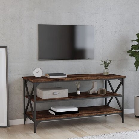 Tv-meubel 100x40x50 cm bewerkt hout gerookt eikenkleurig 1