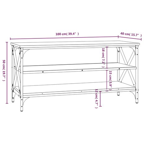 Tv-meubel 100x40x50 cm bewerkt hout gerookt eikenkleurig 9