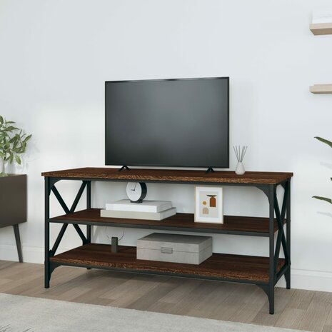 Tv-meubel 100x40x50 cm bewerkt hout bruin eikenkleur 3